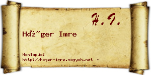 Höger Imre névjegykártya